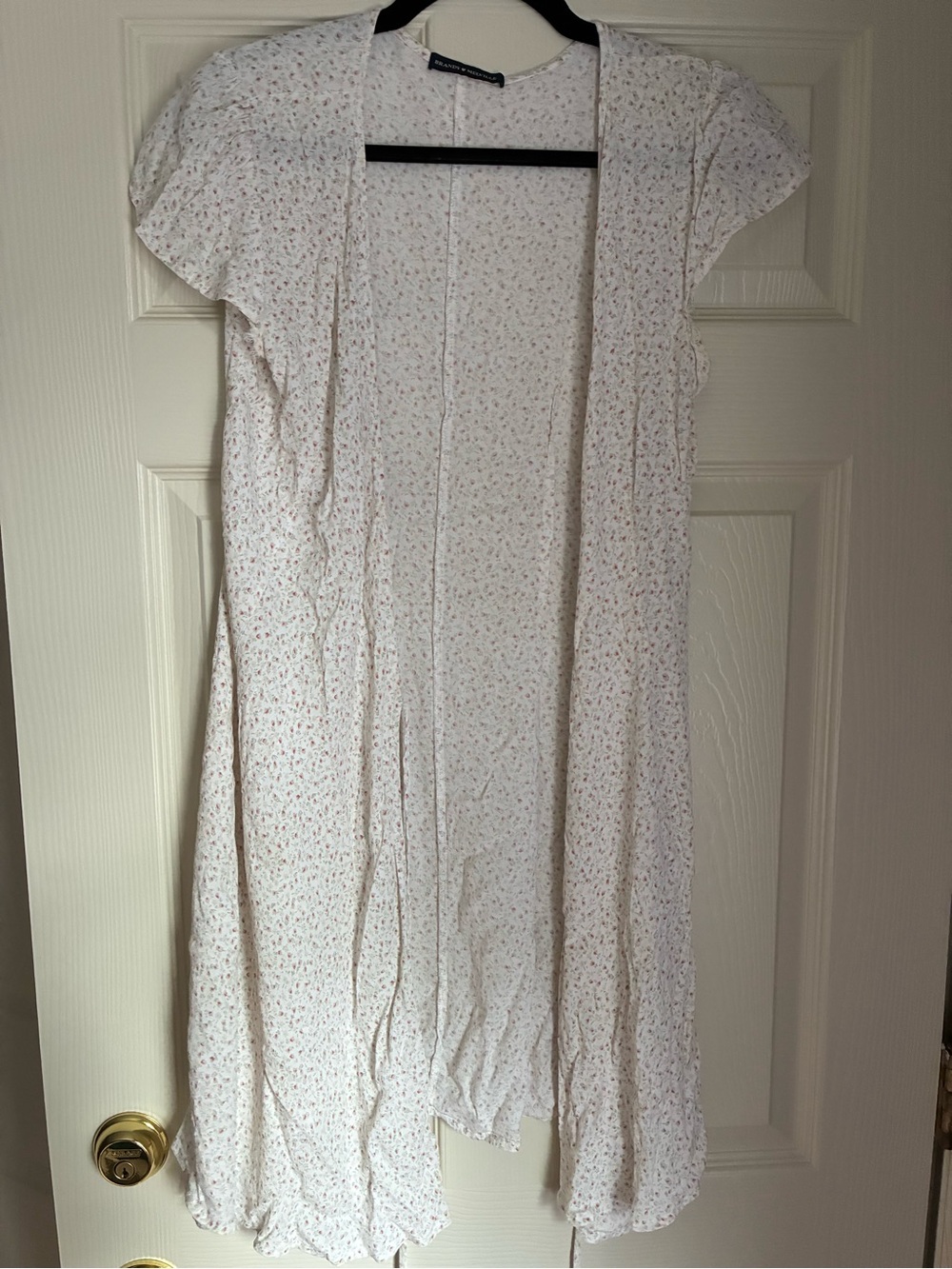 Brandy Melville Light Floral wrap midi Dress - White with Pink Accents